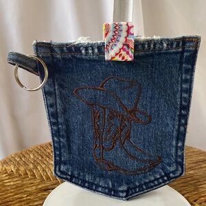 Denim Cowboy Boot Keychain Pouch